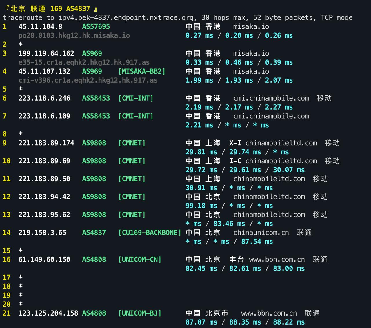 IPv4 回程 TCP 2